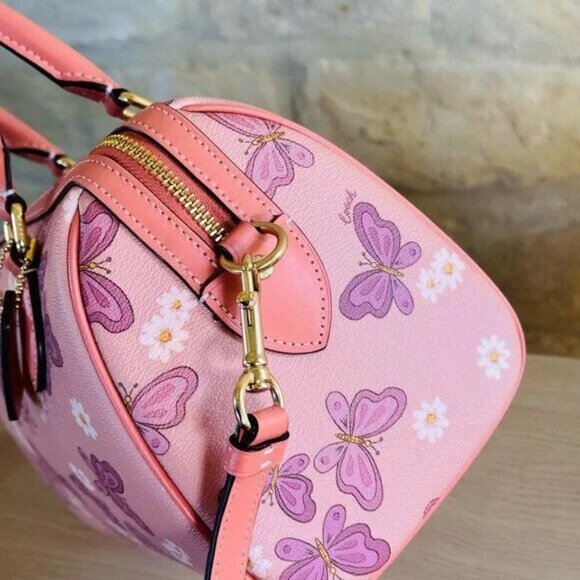 COACH ROWAN SATCHEL IN SIGNATURE CANVAS BUTTERFLIES PRINT /Wallet option NWT - Picture 7 of 15